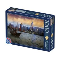 Puzzle 1000 Piese, Peisaje de Noapte, Hong Kong, D-toys