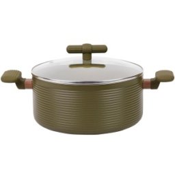 Cratita Aluminiu, Capac, 24 cm, 4.30 l, Interior Anti-aderent, Compatibila Plita Inductie, Verde, Grunberg