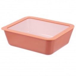 Vas Sticla Termorezistenta cu Capac Sticla, Caramiziu, Capacitate 2.6 l, Lexi Home