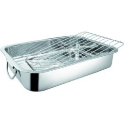 Tava pentru Cuptor, din Inox, cu Gratar, 32 x 24.50 x 6 cm, Grunberg