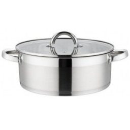 Cratita din Inox, cu Capac din Sticla, 26 cm, 7.40 l, Argintie, Grunberg