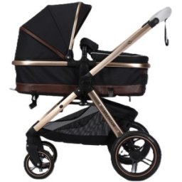 Carucior Multifunctional 2 in 1, Suspensii, Roti EVA, Negru, Maner Reversibil, Parasolar, Splendor