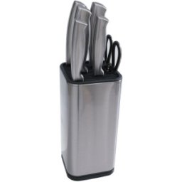 Set 2 x 7 Cutite Bucatarie, Suport, Ascutitor, Foarfeca, Otel Inoxidabil, Plastic, Grunberg