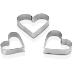 Set 4 x Forma pentru Fursecuri, Inima, Argintii, Qlux