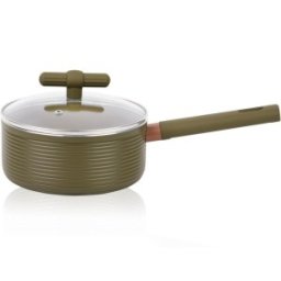 Set 2 x Cratita Aluminiu, Capac, 16 cm, 1.30 l, Interior Anti-aderent, Compatibila Plita Inductie, Verde, Grunberg