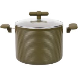 Set 2 x Oala Aluminiu cu Capac, 5.60 l, Interior Anti-aderent, Plita Inductie, 22 x 18 cm, Verde, Grunberg