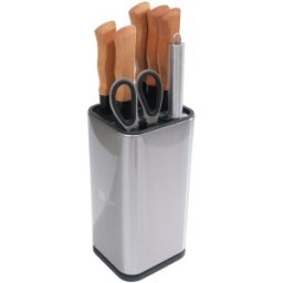 Set 2 x 8 Cutite Bucatarie, Ascutitor, Foarfeca, Suport, Otel Inoxidabil, Plastic, Grunberg