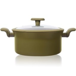Set 2 x Cratita Aluminiu, Capac, 26 cm, 5.30 l, Interior Anti-aderent, Compatibila Plita Inductie, Verde, Grunberg