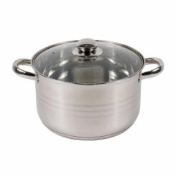 Set 2 x Cratita Inox cu Capac, Diametru 25 cm, Capacitate 5.5 l, Argintiu