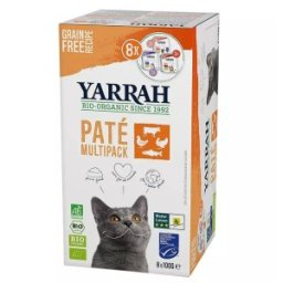 Hrana Bio pentru Pisici, Tip Pateu, in 3 Arome, 800 g, Yarrah