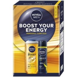 Caseta Cadou Barbati Nivea Men Boost Your Energy, Gel Dus 250 ml, Deodorant Spray 150 ml