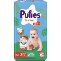 Scutece Chilotel Pufies Fashion Maxi, Marime 3 Midi, 6-11 kg, 50 Bucati