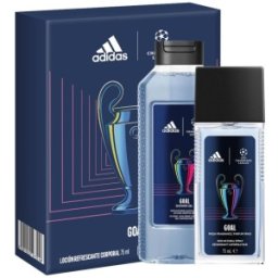 Caseta Cadou Barbati Adidas Uefa Goal, Deodorant Natural Spray 75 ml, Gel Dus 250 ml