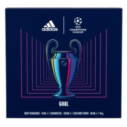 Caseta Cadou Barbati Adidas Uefa Goal, Deodorant Spray 75 ml, Deodorant 150 ml, Gel Dus 250 ml