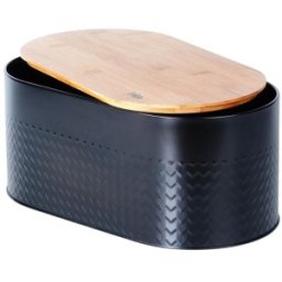 Cutie de Paine, Otel, Scandura de Lemn, 34 x 18.5 x 15.5 cm, Neagra, Vilde