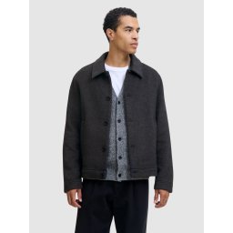 Jack & Jones Palton scurt barbati, JPRBLACOBBS, cu guler inalt si 2 buzunare oblice, Gri inchis (SELECTATI MARIMEA: XL)