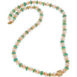 Colier Onix verde si Piatra lunii rondele 6mm, Carneol sfere 4mm si Hematit auriu