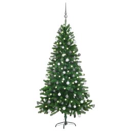 Brad Craciun pre-iluminat cu set globuri, verde, 150 cm GartenMobel Dekor