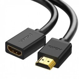 CABLU video prelungitor Ugreen, "HD107" HDMI (T) la HDMI (M), rezolutie maxima 4K UHD (3840 x 2160) la 60 Hz, conectori auriti, 3m, negru