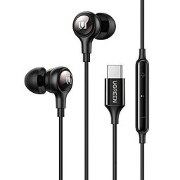Casti CASTI Ugreen, "EP103", intraauriculare - butoni, pt smartphone, microfon pe fir, conectare prin USB Type-C, lungime cablu 1.2m, negru