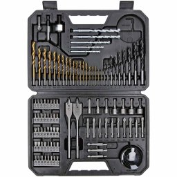 Set 103 Accesorii Bosch Profesional, biti, burghie lemn, metal, zidarie, adaptor, chei tubulare, suport universal, carote, zencuitor