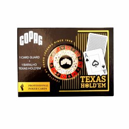 Set poker Copag Texas Hold'em, profesional, 1 pachet carti de joc 100% plastic, jeton metalic dealer