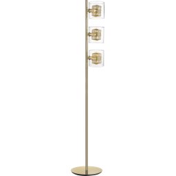 Lampadar Klass PT3, H:154 cm L:26 cm, 3x3W G9 LED, metal auriu sticla transparenta