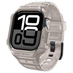 Husa pentru Apple Watch 10 42mm / Watch 11 42mm + Curea - Spigen Rugged Armor Pro V2 - Dune Beige