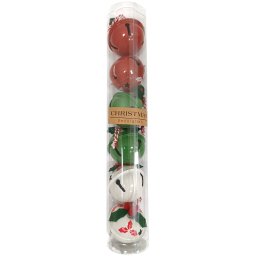 Set de 6 clopoței de Crăciun Holly, diametru 5 cm,roșu-verde-alb, metal, diam. 5 cm