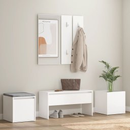 Set de mobilier pentru hol, alb, lemn prelucrat GartenMobel Dekor