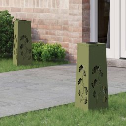 Lumina LED Solara pentru Alei 2 pcs Verde masliniu GartenMobel Dekor