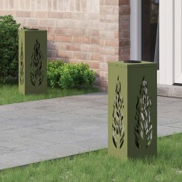 Lumina LED Solara pentru Alei 2 pcs Verde masliniu GartenMobel Dekor
