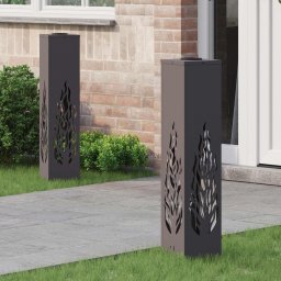 Lumina LED Solara pentru Alei 2 pcs Negru Otel laminat la rece GartenMobel Dekor