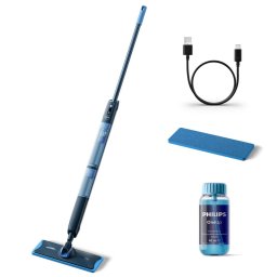 Mop electric absoarbe apa murdara si pompeaza apa curata, autonomie 70 min, rezervoare de apa separate, balama rotativă la 360°, fara fir, manevrabil, pana la 125 mp, pentru pardoseli dure, delicate si neabsorbante