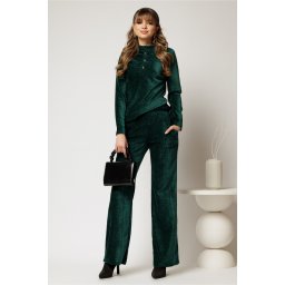 Pantaloni DY Fashion verzi din catifea velurata casual eleganti