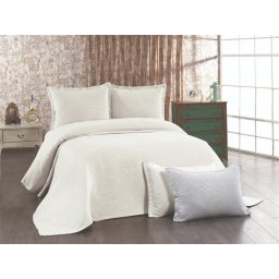 Cuvertură de pat Valentini Bianco, chenille, Ipek Cream