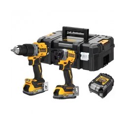 Dewalt - DCD805NT + DCF850E1T - Masina de gaurit si insurubat cu percutie, 90 Nm + Masina de insurubat cu impact, 205 Nm + Set 2 acumulatori si incarcator, Li-Ion, 18 V, 1.7 Ah + Valiza speciala