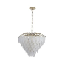 Searchlight 48970-6SB - Candelabru pe lanț FEATHER, 6xE14/60W/230V