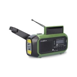 Nedis RDDBCR2000GN - Radio DAB+/FM cu manivelă, panou solar și lumină LED, 5V/2500 mAh