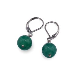 Cercei cu agatatoare Onix verde sfere fatetate 10mm