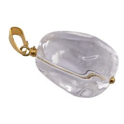 Pandantiv Cuart transparent nugget cu auriu, 22-26mm