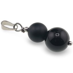 Pandantiv Onix negru mat si Obsidian negru sfere, 8-10mm