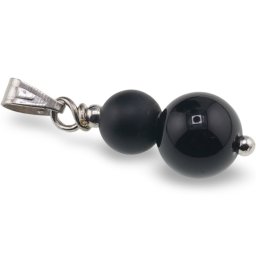 Pandantiv Onix negru mat si Obsidian negru sfere, 6-8mm