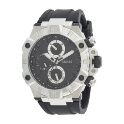 GUESS Ceas analogic 'IGNITE' negru / argintiu
