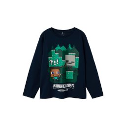 NAME IT Tricou 'NKMAc Minecraft' bleumarin / verde iarbă / alb
