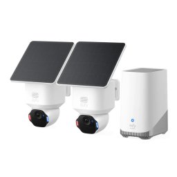 Kit supraveghere video eufy Security SoloCam E42, Rezolutie 4K, AI, Vizualizare 360°, Tehnologie SolarPlus™ 2.0, cu HomeBase S380 si 2 camere video