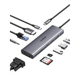 Hub Ugreen 10-in-1 USB-C la 4K HDMI & VGA, Gri