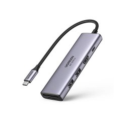 Hub Ugreen 6 in 1 USB-C la 2x USB-A, HDMI, SD/TF, 4K 60Hz, 100W PD, Gri
