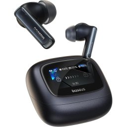 Casti True Wireless Baseus Bowie M2s Ultra, ANC, Smart Touch Display, Bluetooth 5.4, Hi-Res Audio, Negru