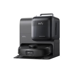 Aspirator robot eufy Omni E28 HydroJet FlexiOne, 20.000 Pa, Mop cu rola, Statie de golire si spalare automata, Negru